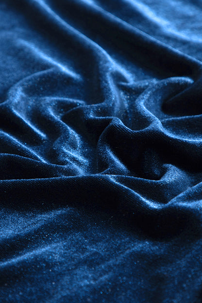 Velvet Mock Neck Puff Sleeve Blouse