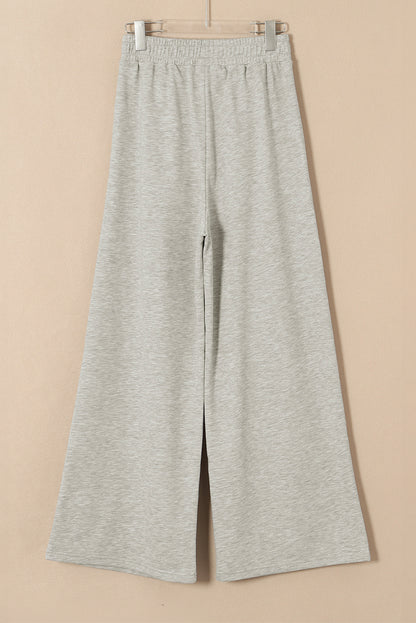 Solid Tied High-Waist Pleated Sweatpants