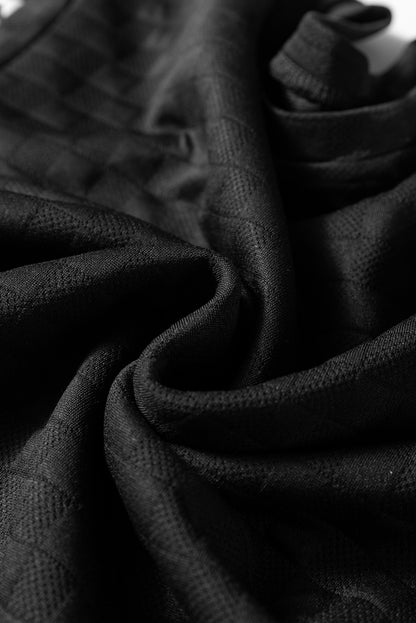 Checker Textured Patchwork Long Sleeve Top