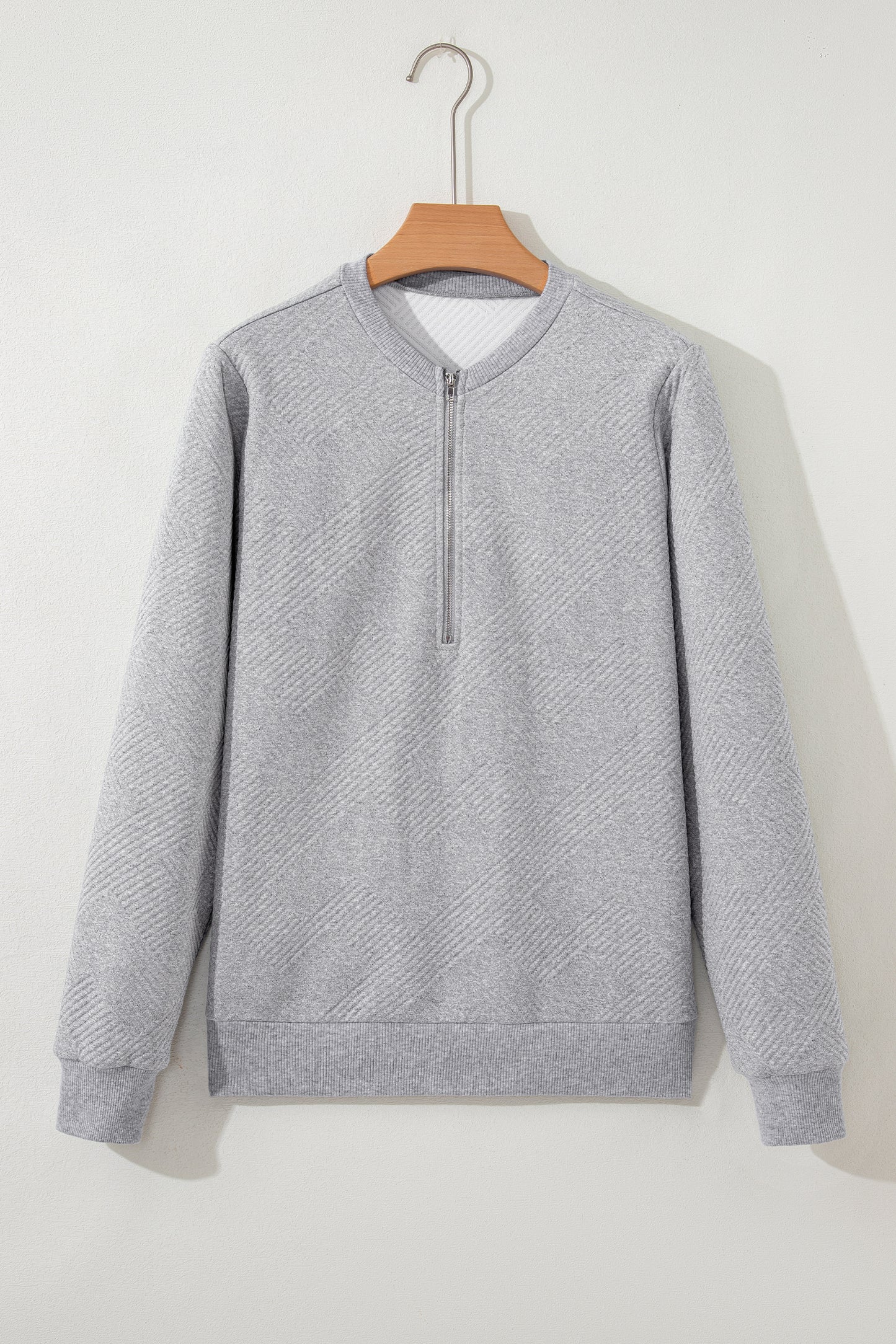 Textured Half-Zip Long Sleeve Sweatshirt