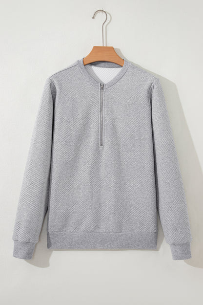 Textured Half-Zip Long Sleeve Sweatshirt