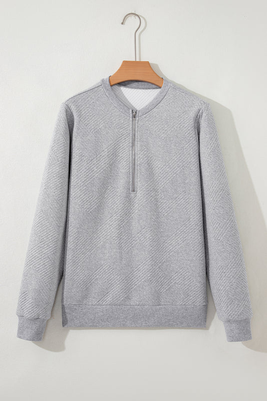 Textured Half-Zip Long Sleeve Sweatshirt