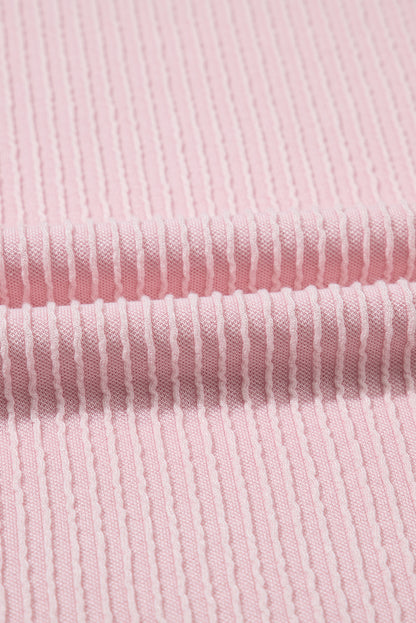 Colorblock Corded Knit Crew Neck Tee