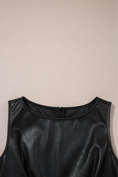 Vegan Leather Sleeveless Mini Dress