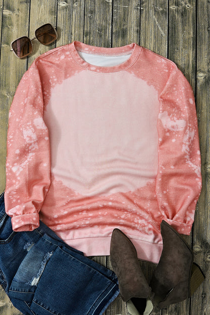 Bleached Round Neck Pullover Sweatshirt