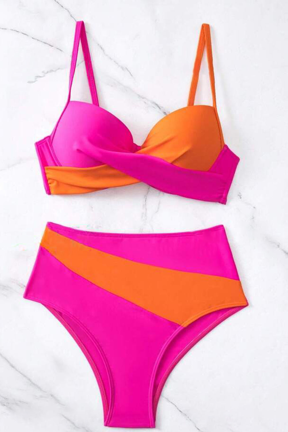 Colorblock Twist High Waist Bikini