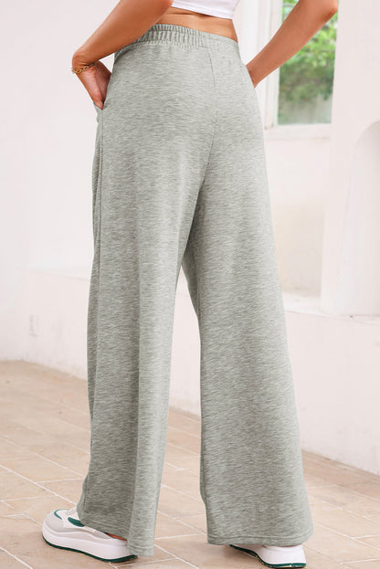Solid Tied High-Waist Pleated Sweatpants