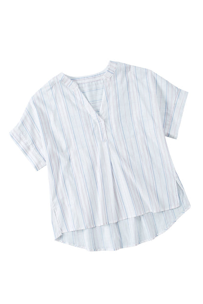 Stripe Short Sleeve V-Neck Top