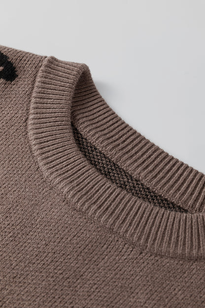 Leopard Asymmetric Drop Shoulder Sweater