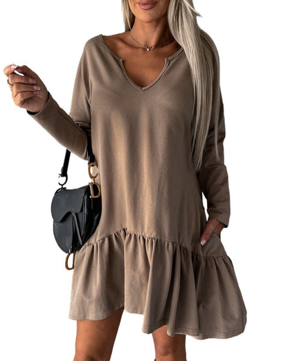 Ruffle Long Sleeve Loose Dress