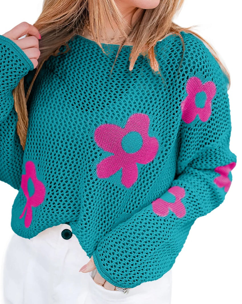 Floral Hollowed Knit Sweater