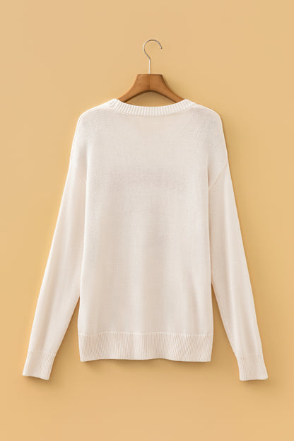 Football Drop Shoulder Knit Top Sweater