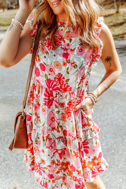 Floral Ruffle Tiered Tank Dress