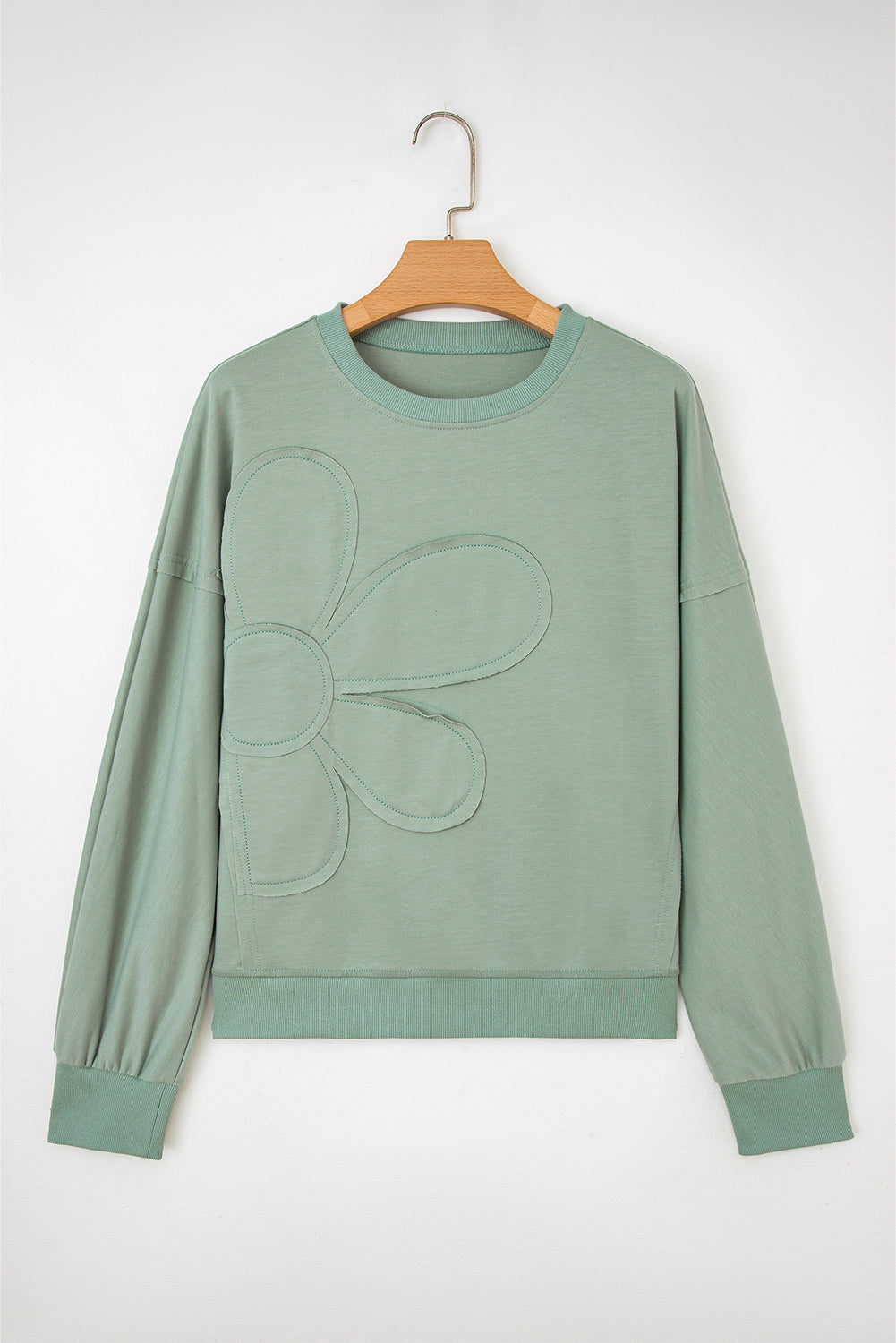 Flower Patchwork Raw Edge Drop Shoulder Top