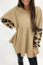 Leopard Patchwork Peplum Sweatshirt