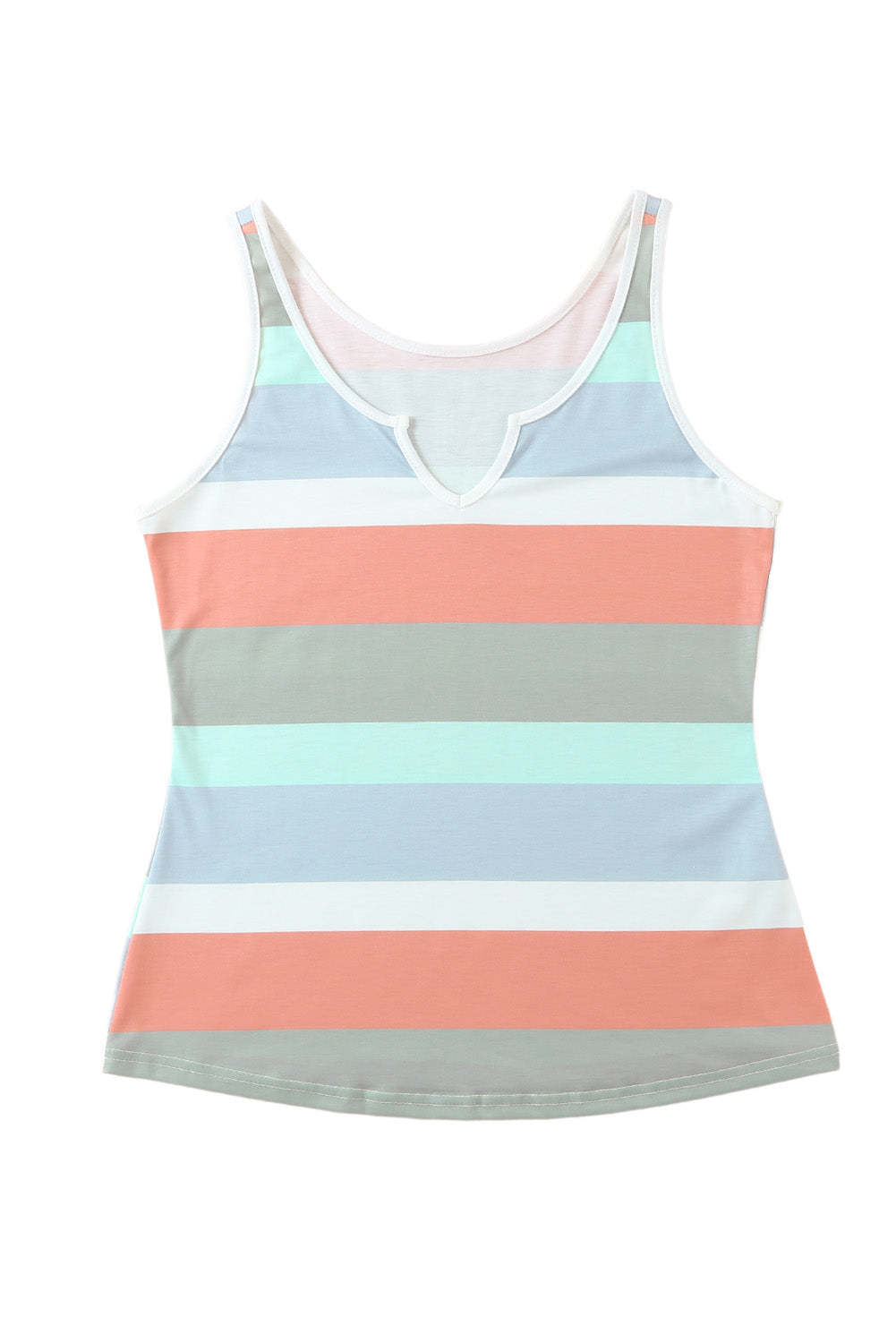 Stripe Notched Neck Tank Top