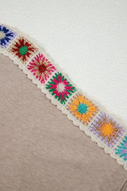 Crochet Trim Dolman Sleeve T-Shirt