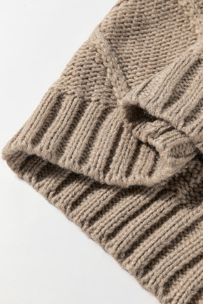 Colorblock Satin Bow Cable Knit Short Sleeve Sweater