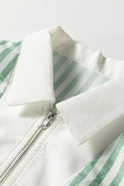 Stripe Half-Zip Long Sleeve Top