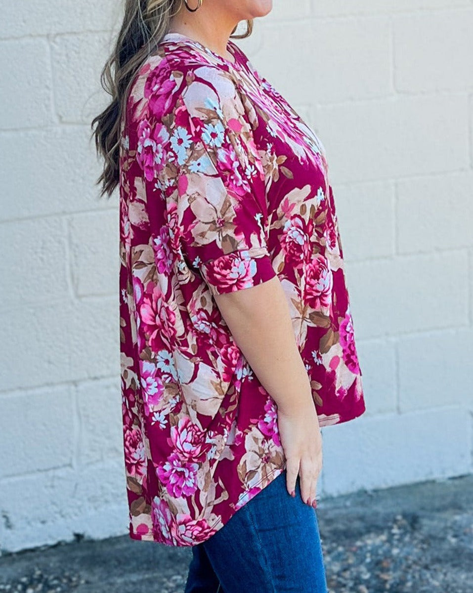 Floral Short Sleeve Blouse Plus Size