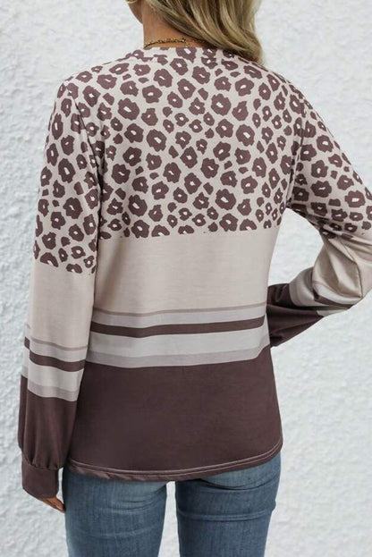 Leopard Colorblock Long Sleeve Top