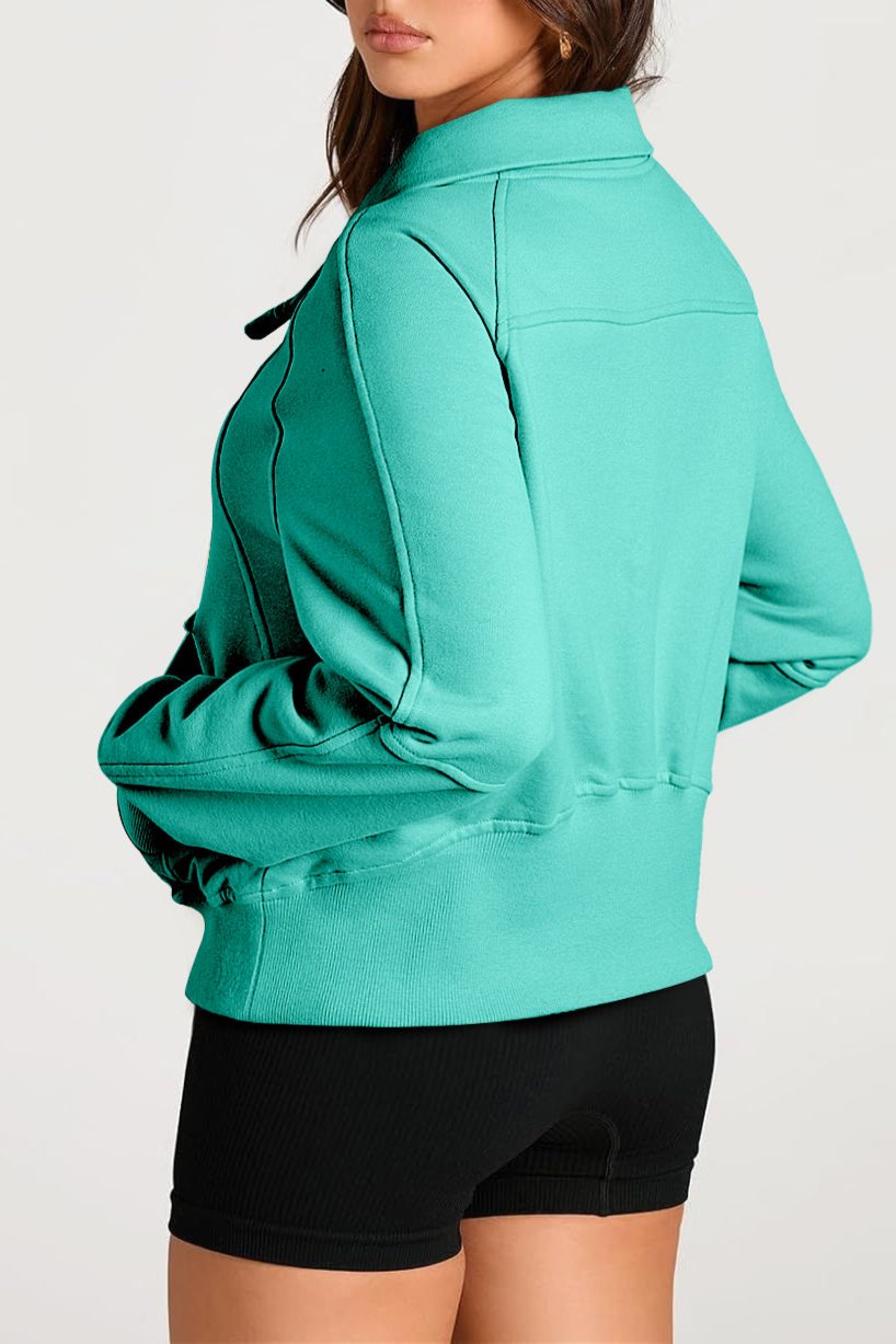 Quarter Zip Kangaroo Pocket Sweatshirt