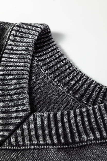 Mineral Wash Reverse Seam V-Neck Drop Shoulder Sweater