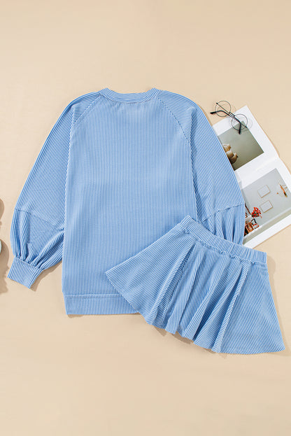 Corded Top and Ruffle Mini Skort Set