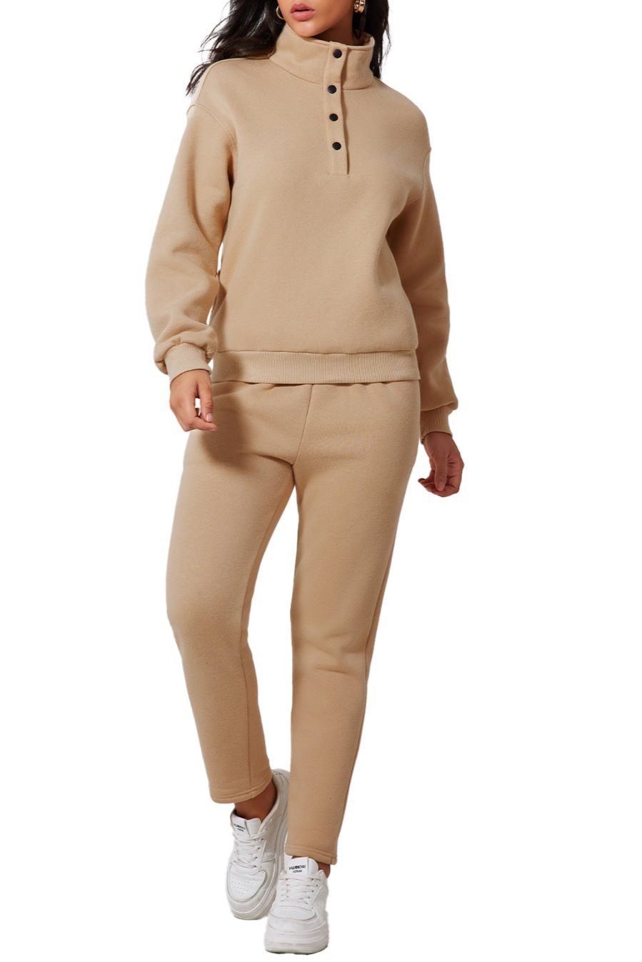 Solid Sweatshirt and Sweatpants Set