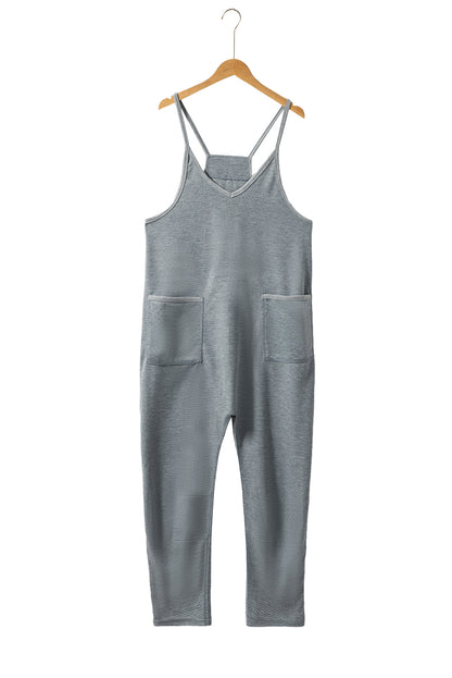 Waffle Sleeveless Pocketed Jumpsuit