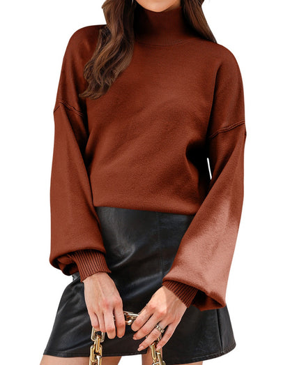 Turtleneck Lantern Long Sleeve Sweater