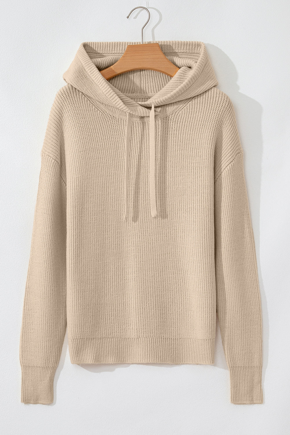 Solid Drawstring Hood Pullover Sweater