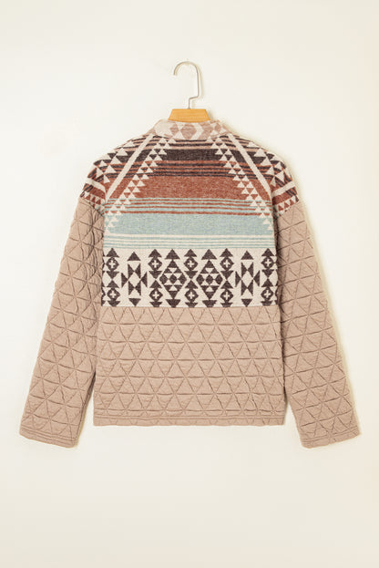 Western Geometric Aztec Patchwork Quilted Jacket