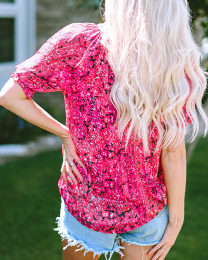 Leopard Frilled Puff Sleeve Top