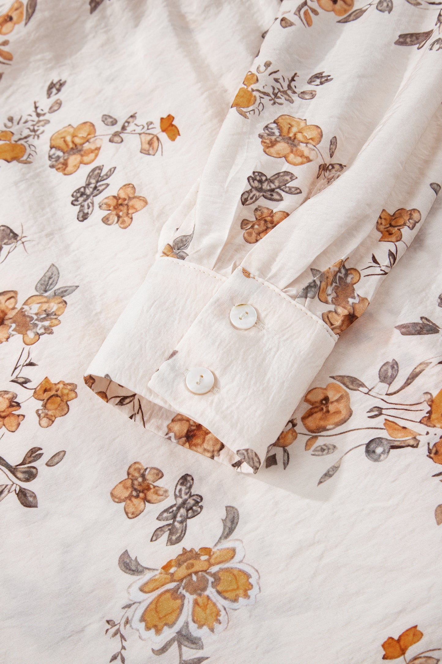 Floral Silky Button-Up Long Sleeve Shirt