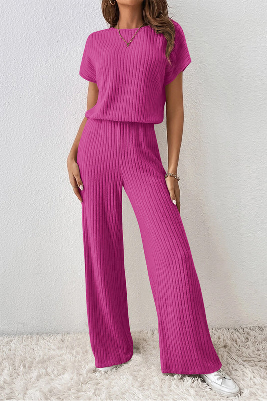 Ribbed Wide Leg Jumpsuit