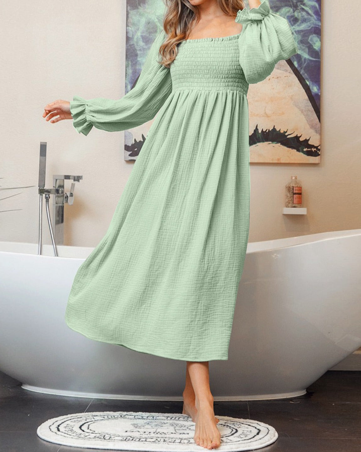 Gauze Smocked Waist Maxi Dress