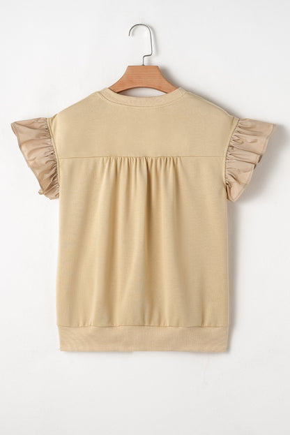 Ribbon Bow Ruffle Sleeve Top