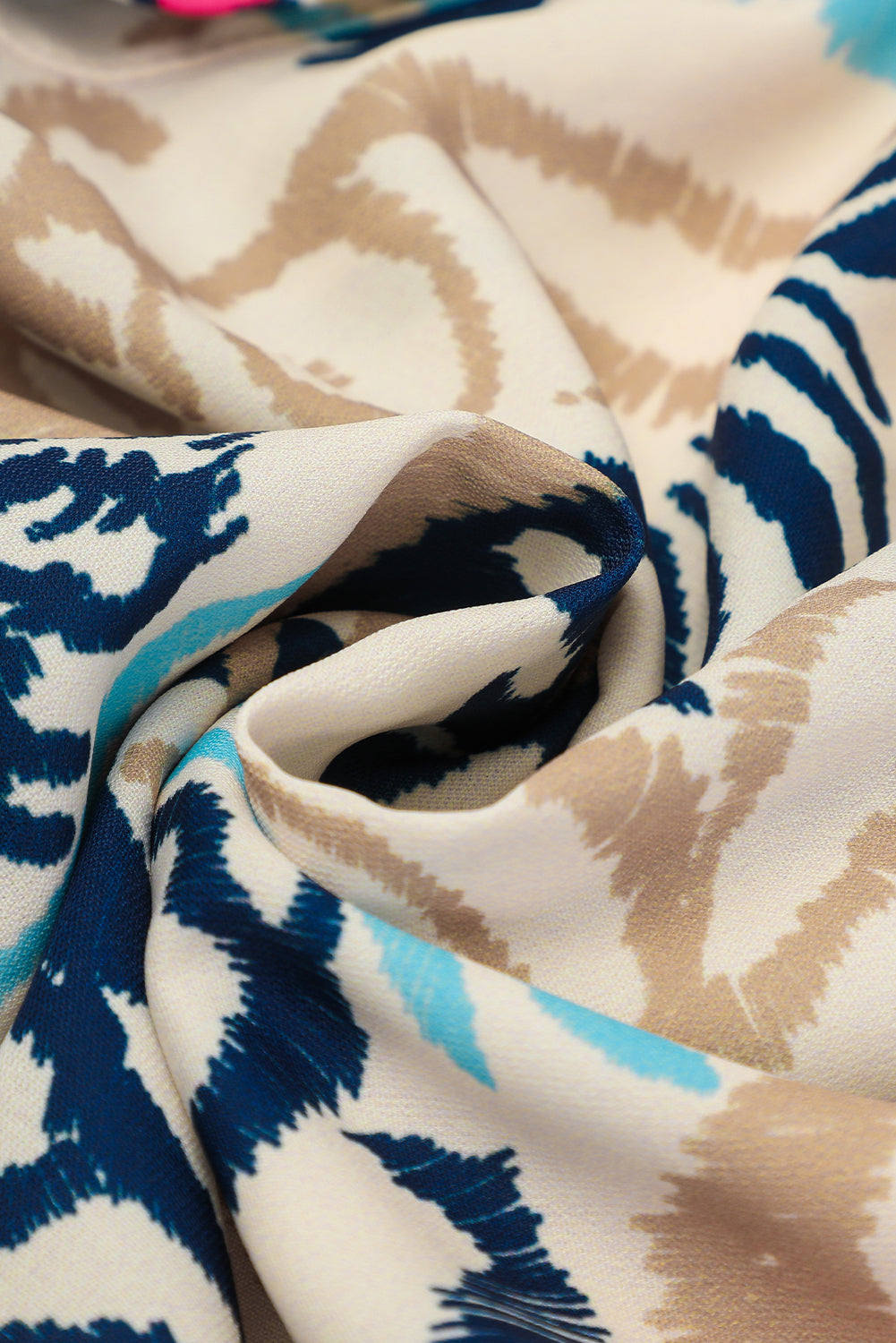 Boho Buttoned V-Neck 3/4 Sleeve Mini Dress