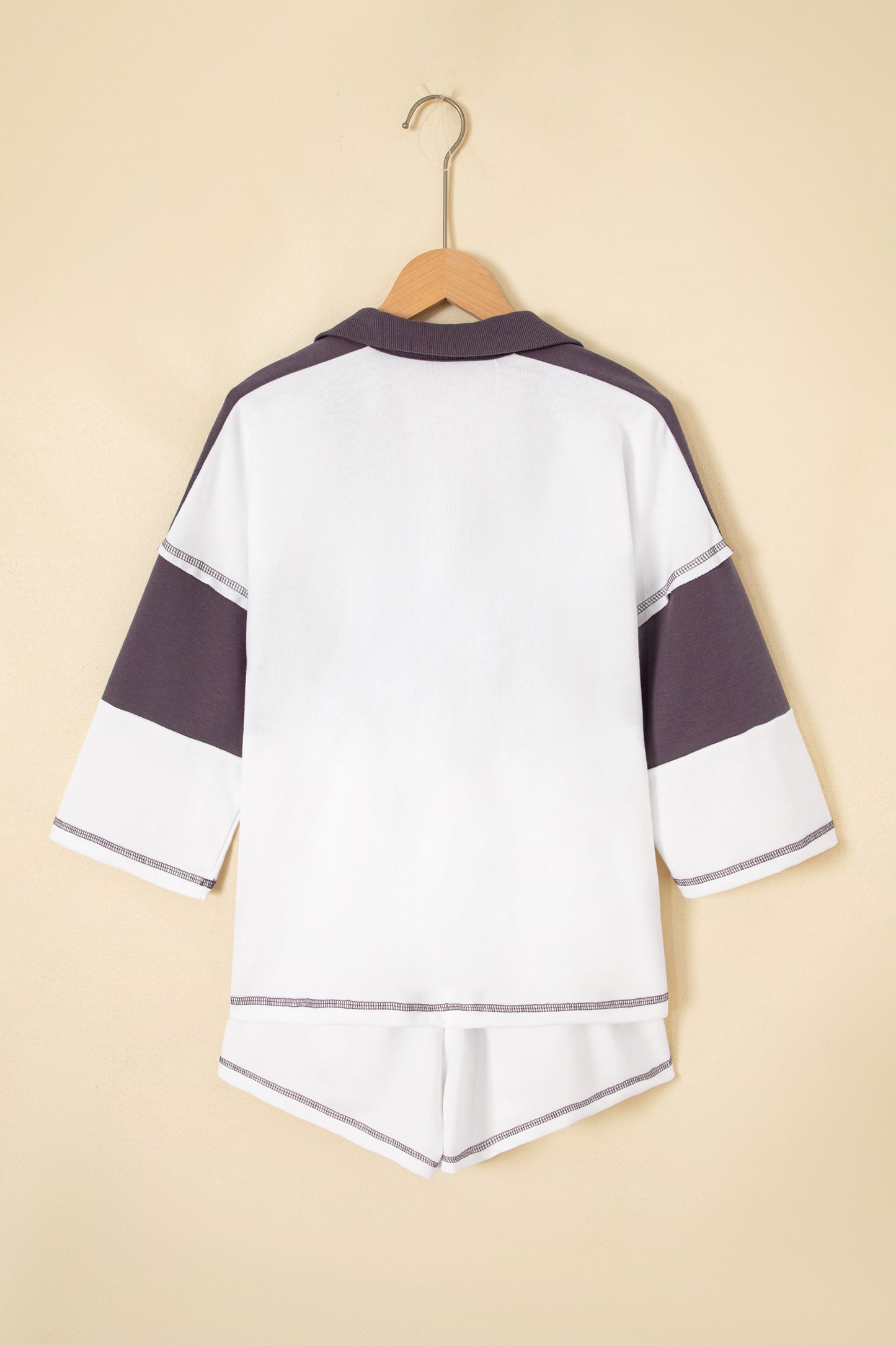 Stripe Colorblock Reverse Seam Top and Shorts Set
