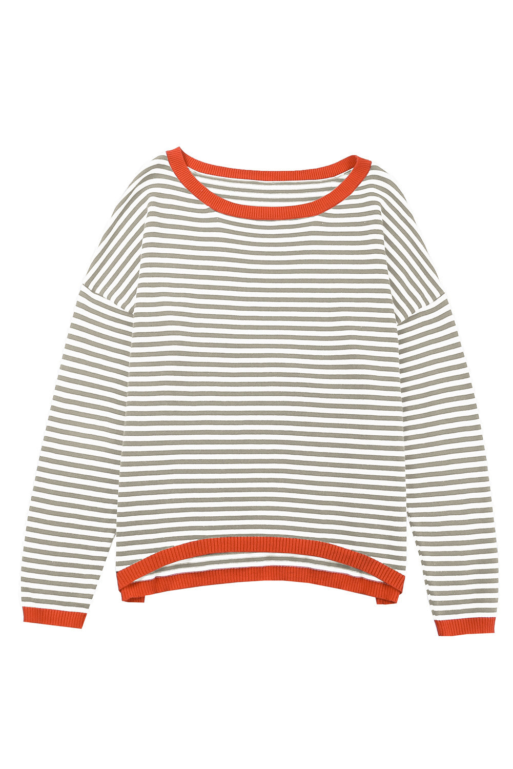 Stripe Contrast Drop Shoulder Sweater