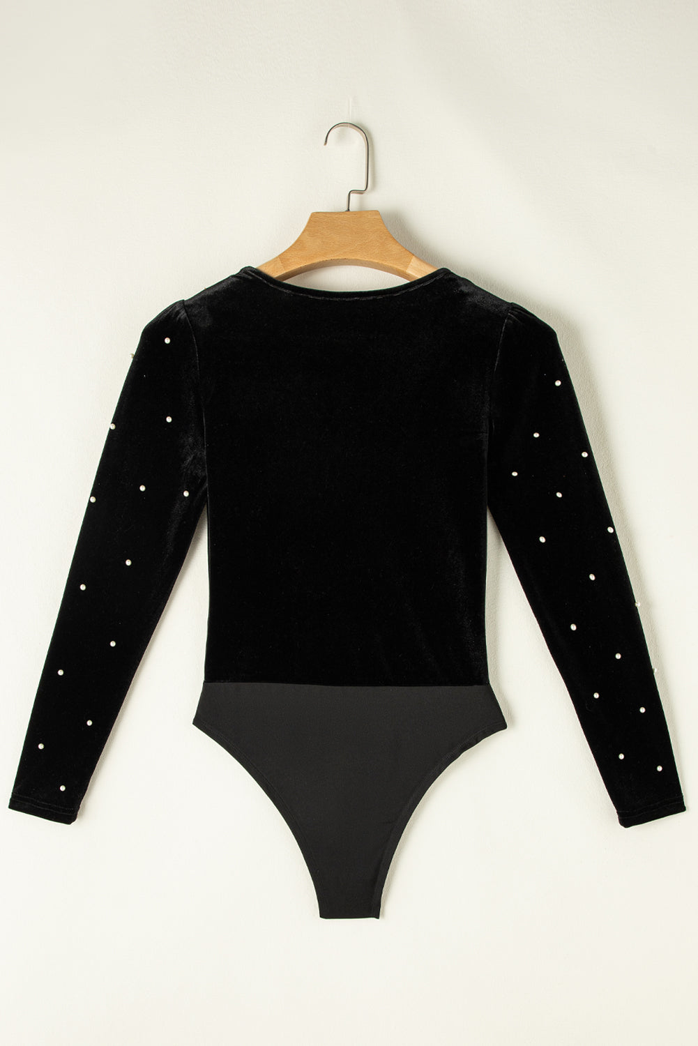 Velvet Beaded Long Sleeve Bodysuit