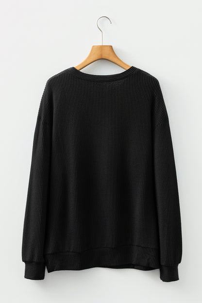 Christmas Merry Corded Knit Long Sleeve Top