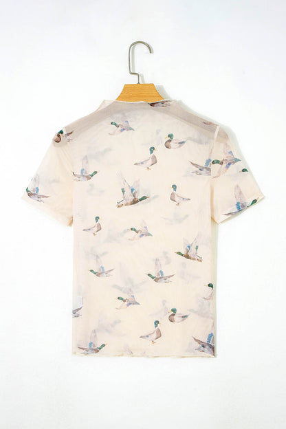 Sheer Mallard Mesh Short Sleeve Top