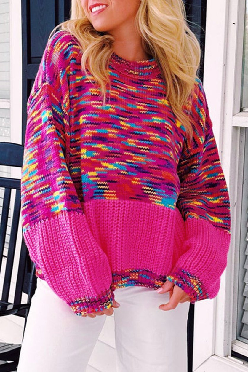 Confetti Colorblock Drop Shoulder Sweater