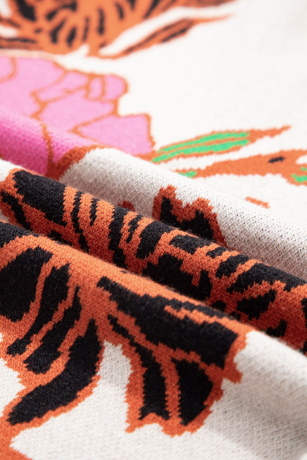 Floral Knit Quarter-Zip Long Sleeve Sweater