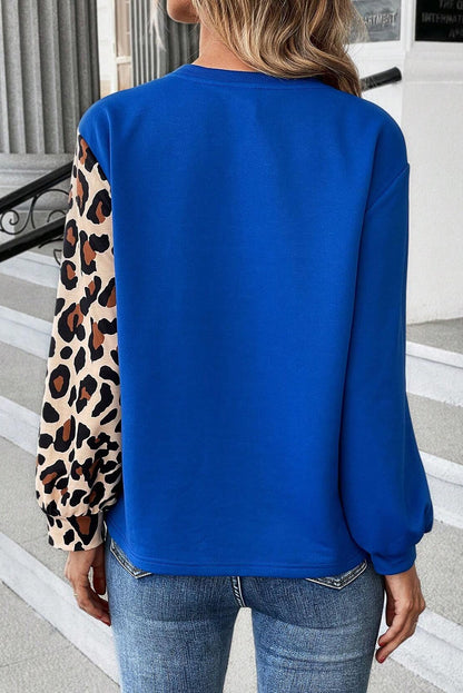 Leopard Colorblock Long Sleeve Top