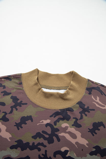 Plus Size Camo Mock Neck Oversized Sweatshirt