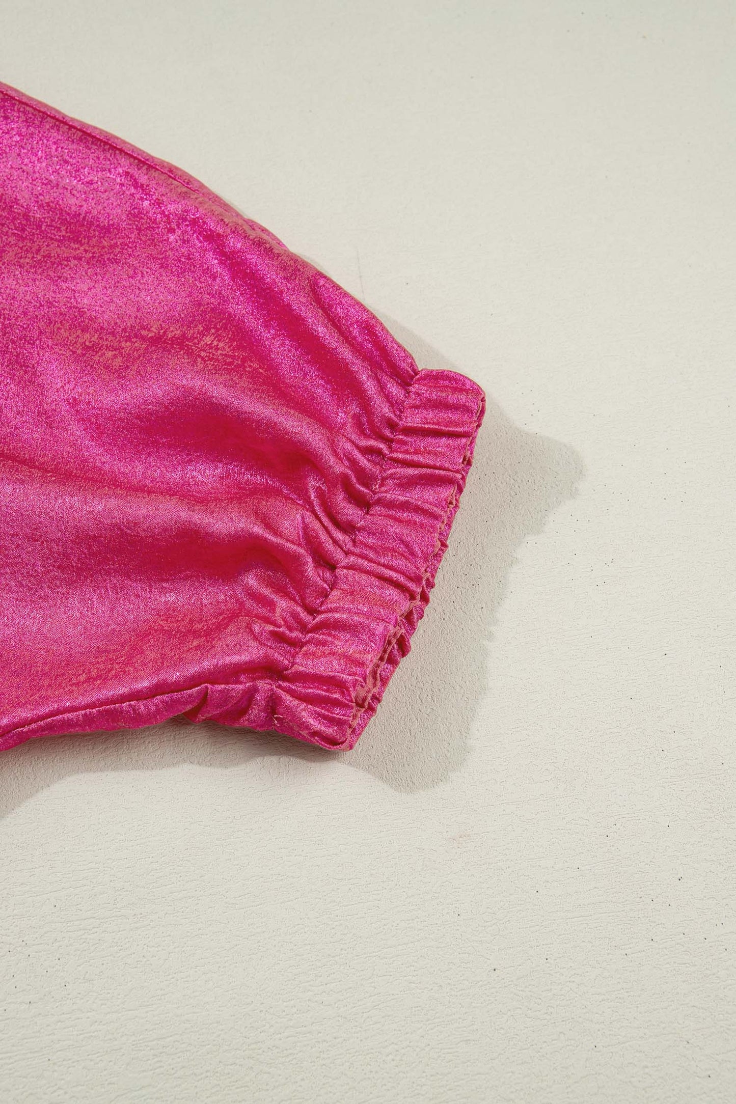 Metallic Collared V-Neck 3/4 Sleeve Top