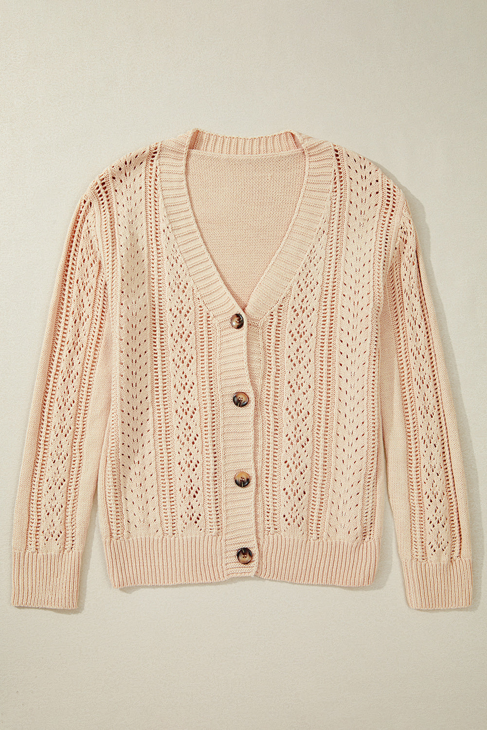 Hollowed Knit Buttoned Sweater Cardigan